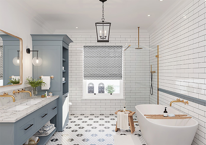 Chevron Stripe, Grey - Roman Blind - Image 8